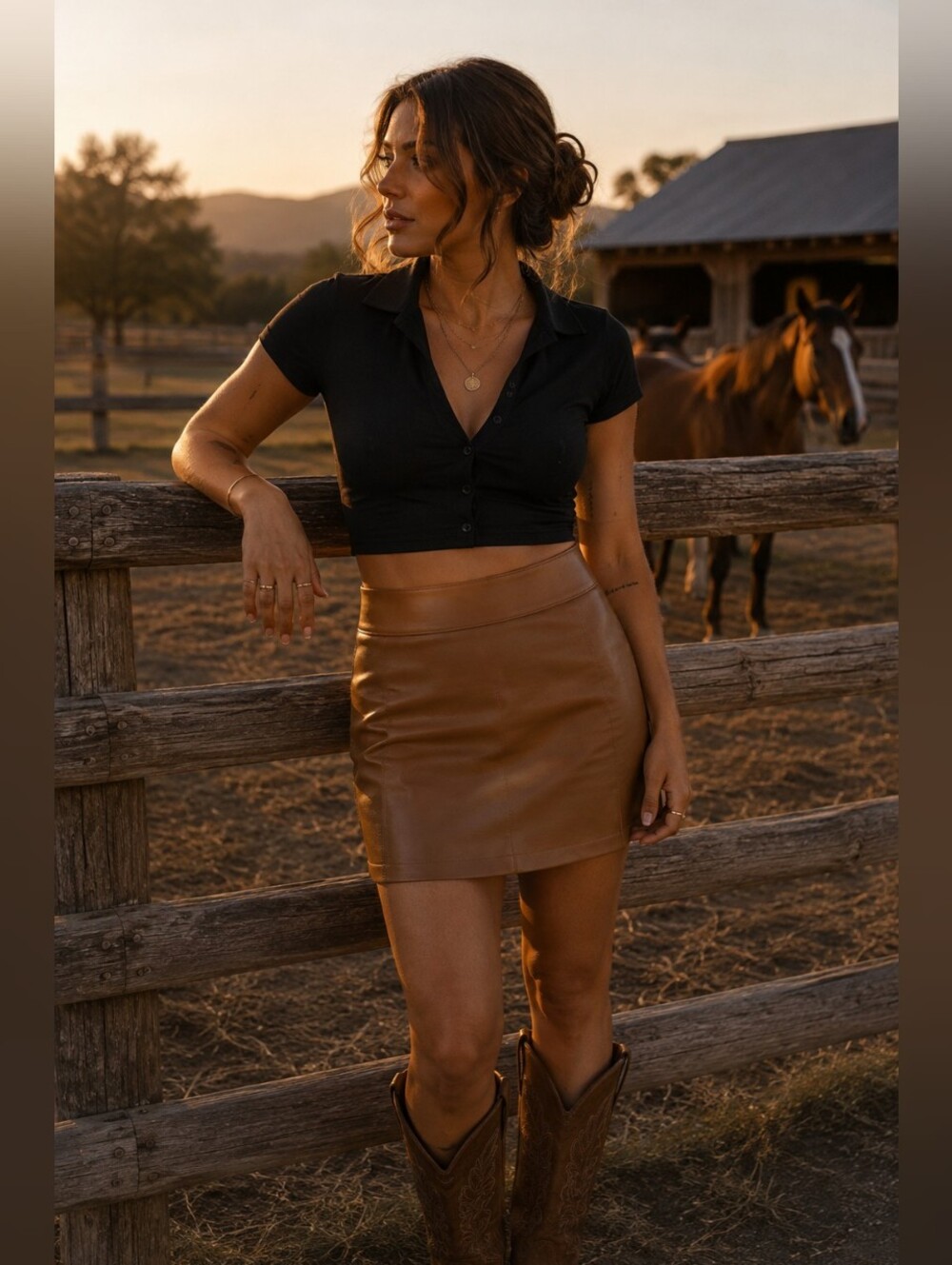 🔥🔥2 for $10🔥🔥Forever 21 Camel Faux Leather Skirt